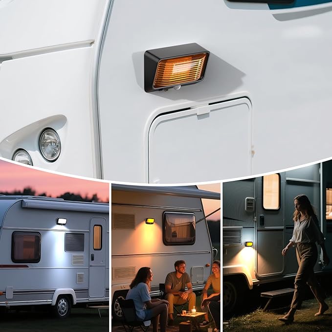 BlueFire RV Exterior LED Porch Light with Motion Sensor – Waterproof, Energy Efficient, Easy Installation, Bright Outdoor LED Lighting for Camper, Trailer, Motorhome (Black)