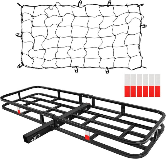 FORWODE 53 x19 Hitch Cargo Carrier, 500 lbs Load Trailer Hitch Basket, Steel Heavy Duty Luggage Basket with Cargo Net for Trucks, SUVs, Vans Travel Camping with 2" Receiver