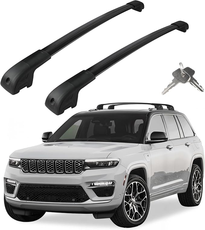 Roof Rack Cross Bars Compatible with Jeep Cherokee 2014-2023, Adjustable Aluminum Heavy Duty 300 LBS Anti-Theft Lock Cargo Carrier Rooftop Crossbar Accessories for Bike, Basket, Snowboard, Luggage