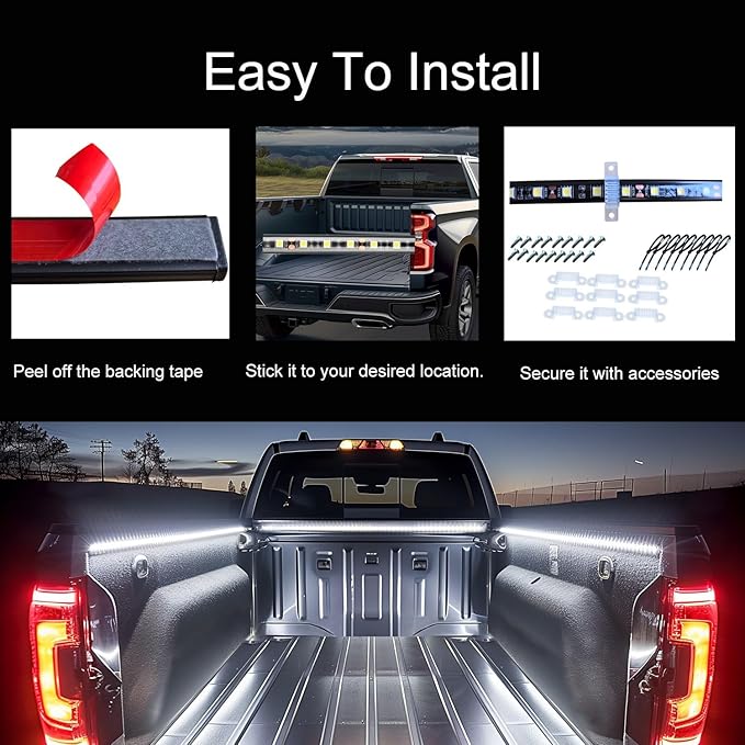 Truck Bed Lights LED Strip 3Pcs 60Inch, Cool Pickup Truck Bed Accessories Kit, Waterproof 12V 270 LED Lighting Strip for Pickup Camper Van SUV RV Boat