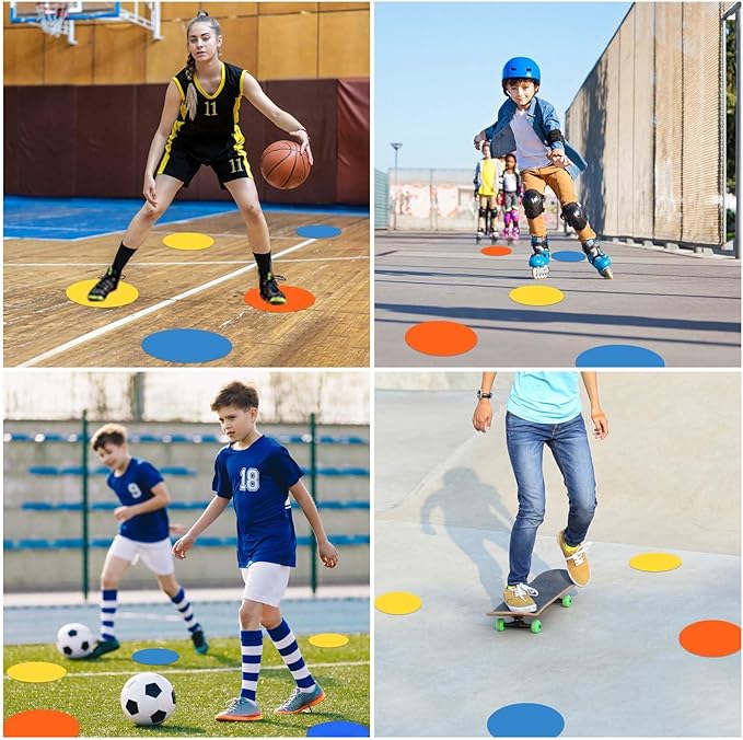 Spot Markers Rubber Floor Dots 9inch Non Slip Agility Dots Flat Cones for Kids Sports Soccer Basketball Training, Gym Training, Preschool Kindergarten Classroom