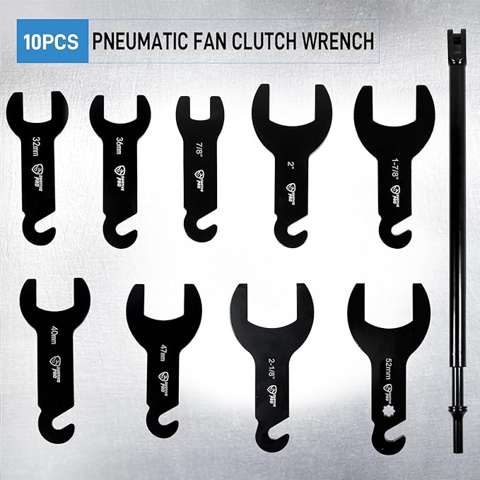10Pcs Pneumatic Fan Clutch Wrench Set Removal Tool Kit, Auto Repair Spanner Kit Installs Fan Clutch Compatible with Ford, GM and Jeep Vehicles