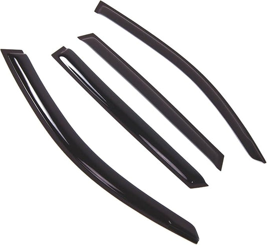 Tuningpros WD2-679 Dark Smoke 4 Pcs Set Window Visor (Outside Mount) Deflector Rain Guard Compatible with 2013-2015 BMW X1