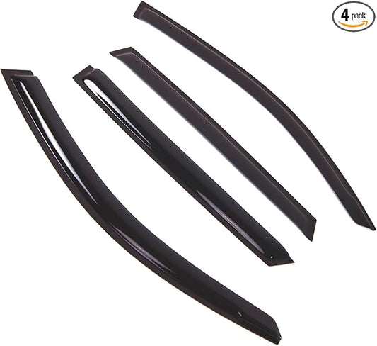 TuningPros Outside Mount Window Vent Visors Rain Guards Compatible with BMW X1 2013-2015 | Side Window Wind Deflectors Rain Shields | Smoke Tinted, 4 Pcs Set, DGWV-679