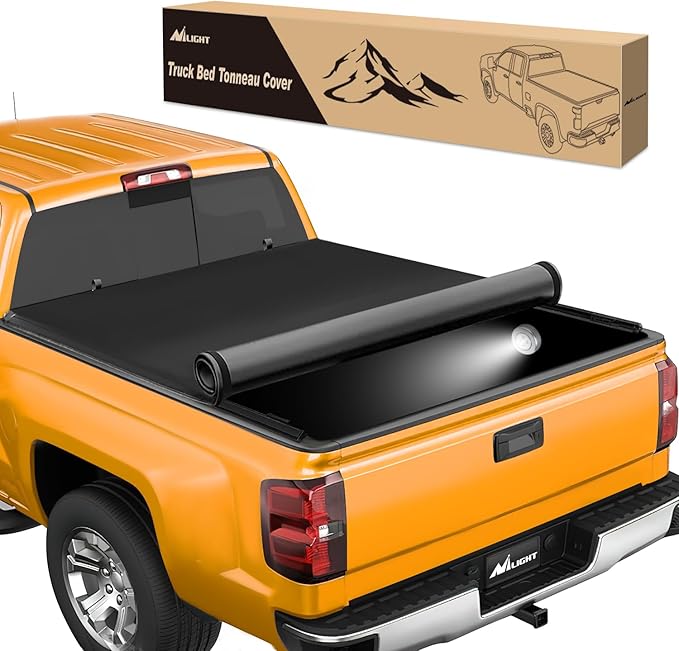 Nilight Soft Roll Up Truck Bed Tonneau Cover Compatible with Chevy Silverado 1500/ GMC Sierra 1500 2019 2020 2021 2022 2023 2024 2025 6.6ft