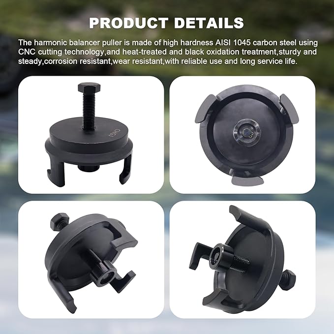 LS Harmonic Balancer Puller & Crank Puller,CNC Precision Machined from Solid Steel Billet,Compatible with GM Chrysler Jeep Dodge, 25264 Crank Pulley Removal Tool ﻿