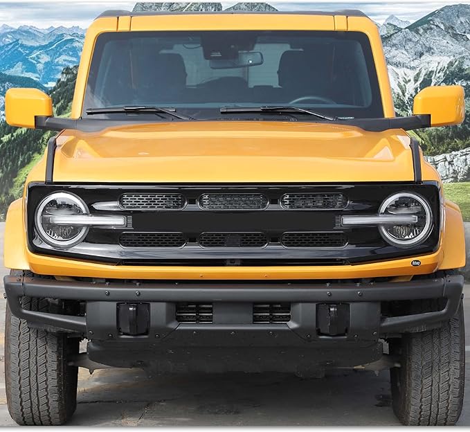 Front Grill Mesh Grille Inserts Cover Frame Trims Kit 6Pcs Fit for Ford Bronco 2021-2024 2/4 Door Exterior Accessories (Black)