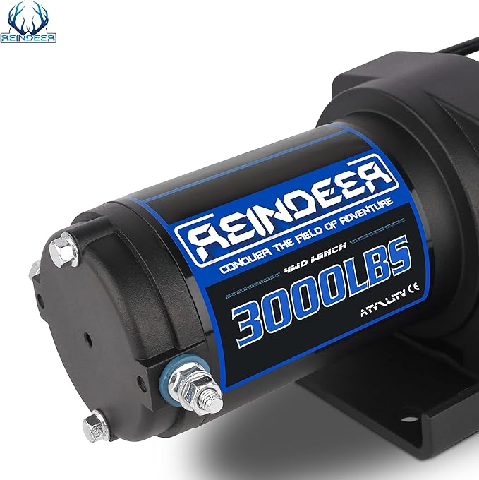 REINDEER New 12V Winch 3000 lb Load Capacity Electric Winch Kit for ATV UTV Steel Cable Wire Rope with Hawse Fairlead Waterproof IP67 with Wireless Remotes