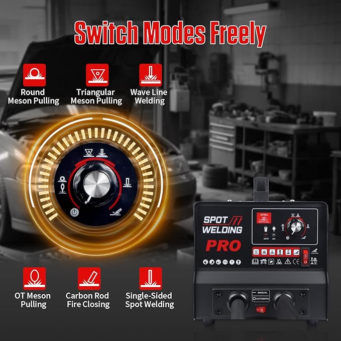 PLAYOCCAR Spot Welder Dent Puller Machine,220V 3500W Stud Welding Machine for Car Body Dent Repair Kit with Auto/Manual Welding & 6 Welding Modes.