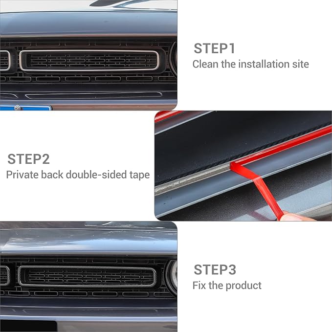 for Challenger Front Grill Mesh Grille Inserts Trim Cover for Dodge Challenger 2015-2023 Black Carbon Fiber Grain Exterior Accessories 2pcs