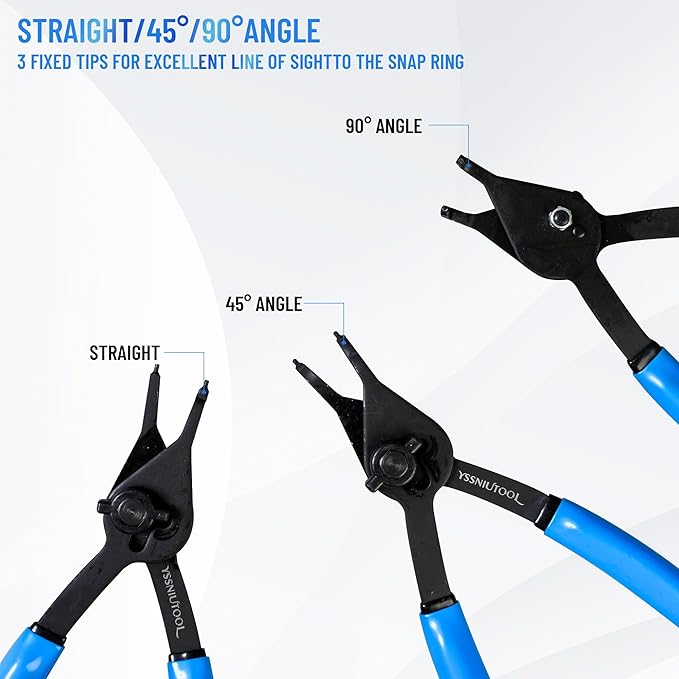 12PCS Versatile Retaining Snap Ring Pliers set,300PCS External Snap Rings,Heavy Duty Fixed Tip Combination Internal/External Snap-ring Pliers for 0.038in 0.047in 0.070in 0.090in