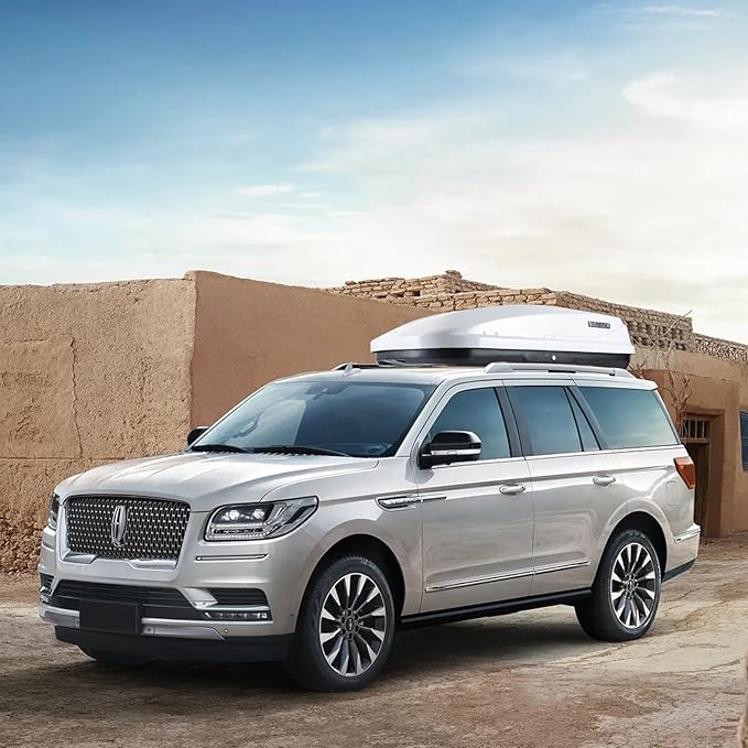 56" L Rooftop Cargo Box Carrier Large 13 Cubic Feet Car Top Mount Travel Luggage Storage,Hard Shell Roof Cargo Dual Side Opening,Heavy Duty Waterproof Rooftop Storage Box White