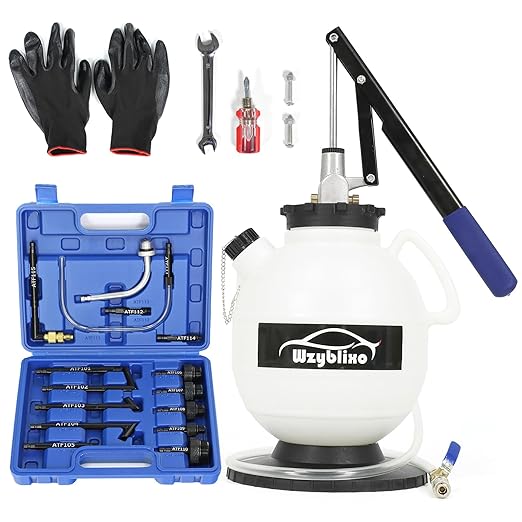 7.5L Transmission Fluid Pump Kit with 15 ATF Adapters, 2 Gallon Manual ATF Refill Kit,Transmission Fluid Transfer Pump (Blue)