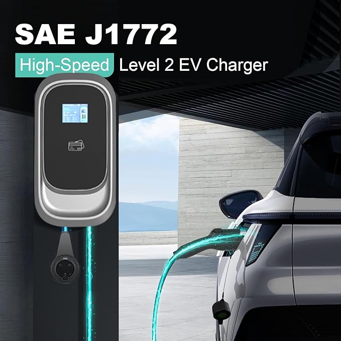 Level 2 EV Charger 48 Amp, 240V Wall-Mount Electric Vehicle Charging Stations, J1772 Compatible, NEMA 14-50 25FT Charging Cable IP65