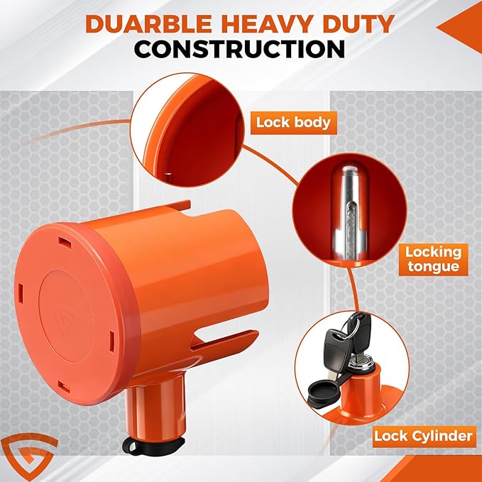 2-5/16" Heavy Duty Trailer Hitch Lock, Anti-Theft Ball Coupler & Safety Chains Lock for RV, Pop-Up Camper, Boat, Truck, Motorcycle, ATV, UTV, Flatbed, Cargo, Dump, and Utility Trailers