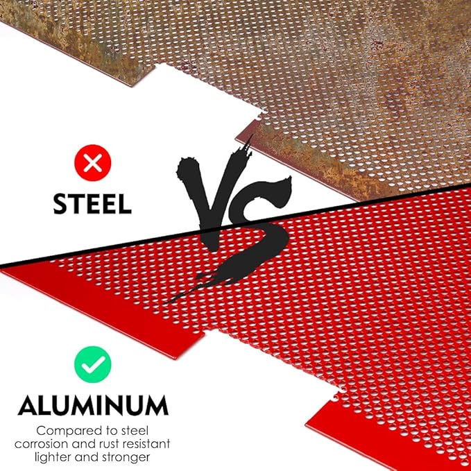 Xprite Red Aluminum Alloy Mesh Grill Inserts Compatible with 2007-2018 Jeep Wrangler JK JKU Original Front Hood Matte Grille Grid