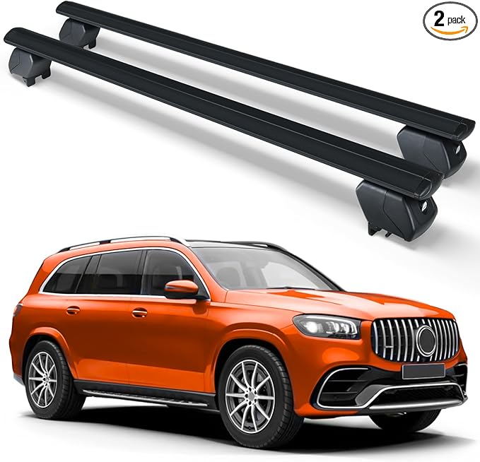 Heavy Duty 300 LBS Roof Rack Cross Bars Compatible with 2014-2025 Mercedes Benz GLS with Side Rails, Adjustable & Lockable Crossbars Cargo Carrier Rooftop Top Luggage SUV