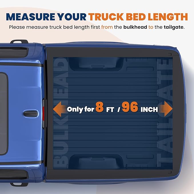 Roll-Up Soft Vinyl Truck Bed Tonneau Cover Fleetside Compatible with 2003-2024 Ram 2500 3500(No RamBox) On Top (8 FT Feed Bed) Bed Cover