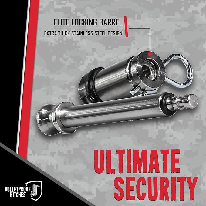 BulletProof Hitches - 5/8" Trailer Hitch Locking Pin - Universal Fit, Stainless Steel, Weather Resistant Rubber Cap - Silver, 1 Pack