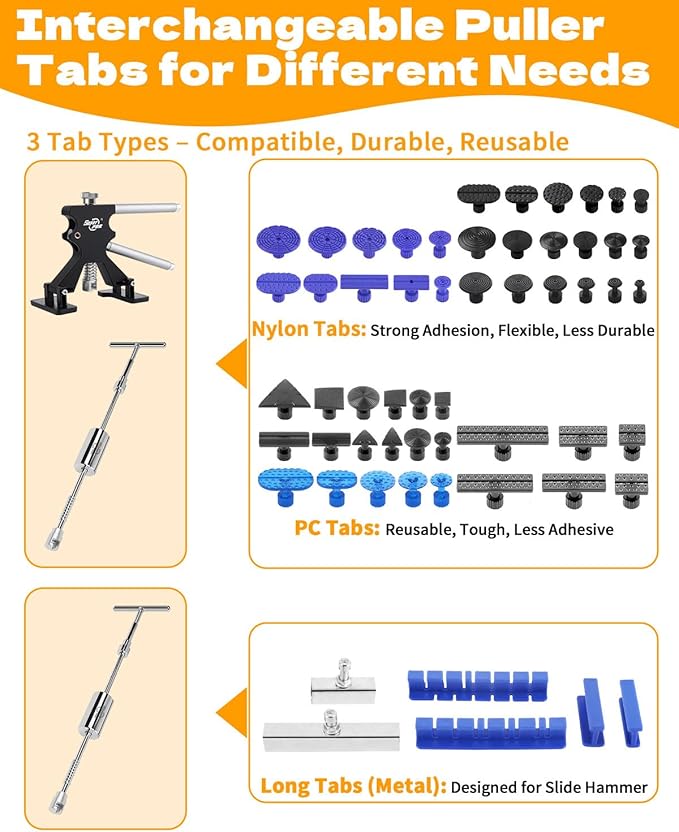 Super PDR Paintless Dent Repair Kit – Complete Car Dent Puller Tool Set with Slide Hammer, T-Bar, Bridge Puller & Lifter – Fix Auto Body Hail Damage, Door Dings, and Car Panel Dents