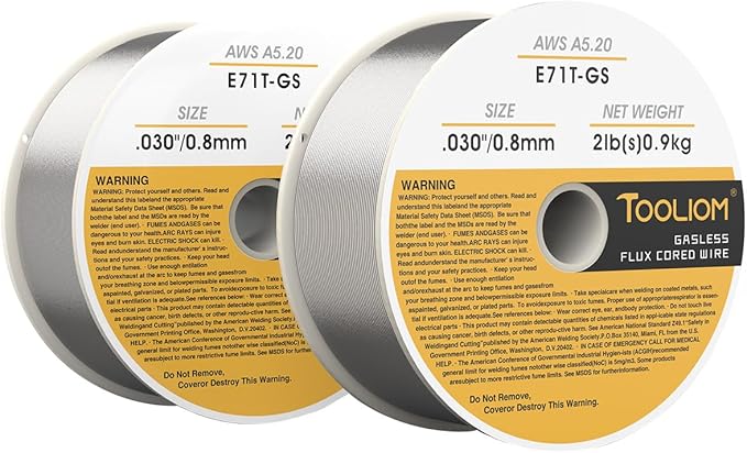 TOOLIOM E71T-GS .030" Diameter 2-Pound Spool Flux Core Self-shielded Carbon Steel MIG Welding Wire 2 PCS