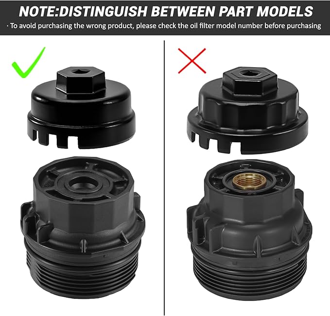 64mm 14 Flutes/6 Slots Oil Filter Cap Wrench Removal Tool Socket Compatible with Toyota, Lexus, Prius, and Scion Vehicles Equipped with 1.8L 4-Cylinder engines, Black Heavy-Duty Aluminum