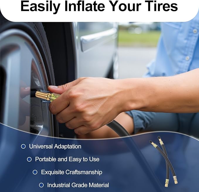 2pcs Tire Rubber Valve Extension Tube Extender, Valve Stem Extender Tire Inflation Extension Hose Tire Valve Extension Tool for Car Tire Motorcycle Bicycle RV Inflatable Extension Nozzle