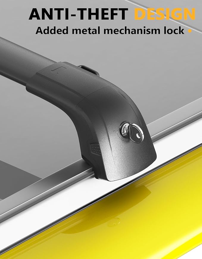 Tuyoung 220lbs Roof Rack Cross Bars Compatible with 2024 2025 2026 Hyundai Kona & Hyundai Kona Electric, Lockable Heavy Duty Aluminum Roof Rails Crossbars Black Rooftop Cargo Carrier Luggage