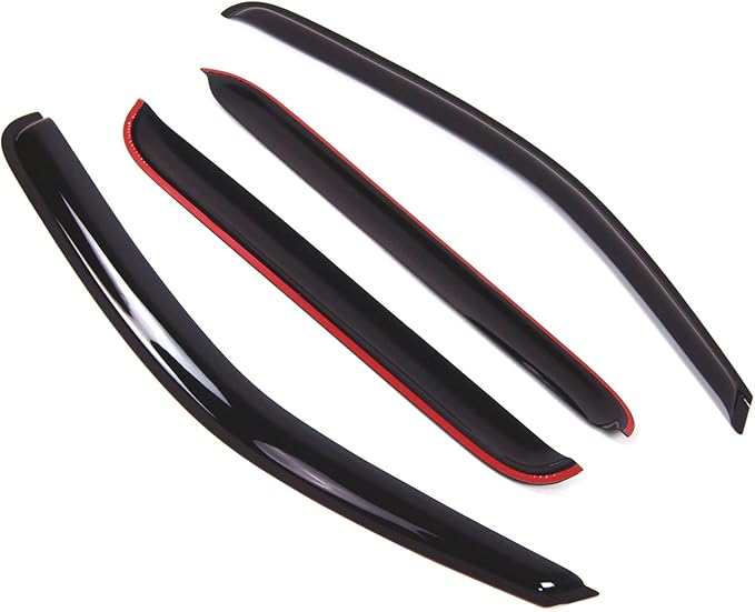 Tuningpros WD2-340B Dark Smoke 4 Pcs Set Window Visor (Outside Mount) Deflector Rain Guard Compatible with 2017-2018 Nissan Frontier Crew Cab