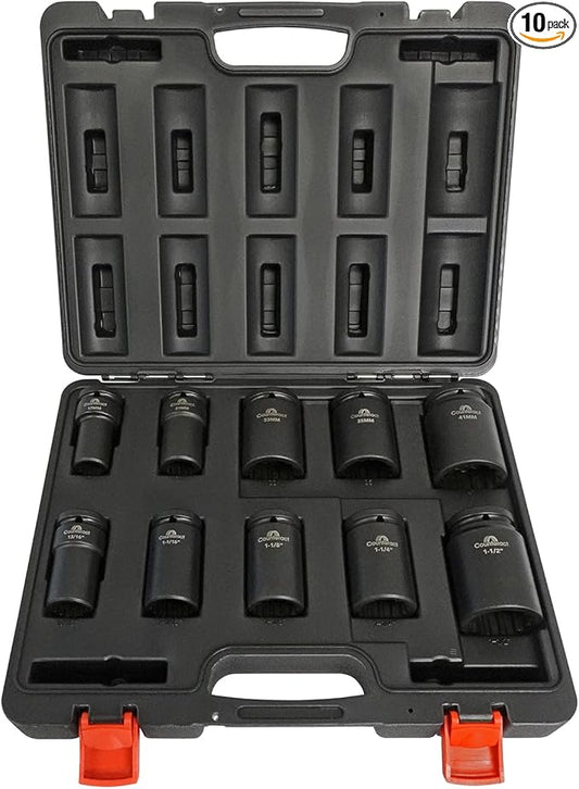 Counteract Socket Pro – 6 Way Socket 10pc Set - 13/16", 1-1/16", 1-1/8", 1-1/4", 1-1/2", 17mm, 21mm, 33mm, 35mm, 41mm - 3/4" Drive