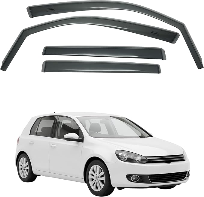 in-Channel Car Window Rain Guard Compatible with VW Golf6 mk6 5-Door fit:2009-2012 4pcs, Taiwan Made Precise & Transparent Car Wind Deflectors No Water Leakage Visors