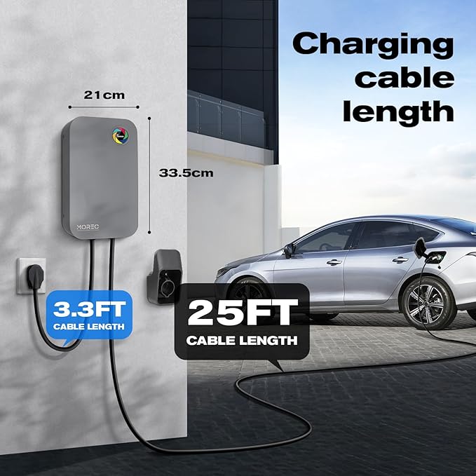Level 2 EV Charger-40AMP 240V NEMA14-50 for J1772 EVS, WiFi Enabled Electric Vehicle Home Charging Station, ETL Certified, Password Lock Function, 25ft Cable, Grey