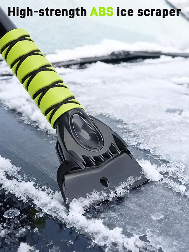 44" Snow Brush and Ice Scraper for Car Windshield, Extendable Snow Brush 360° Rotating Snow Removal Tool with Comfortable Foam Grip for Truck Vehicle Automobile Car (Green)