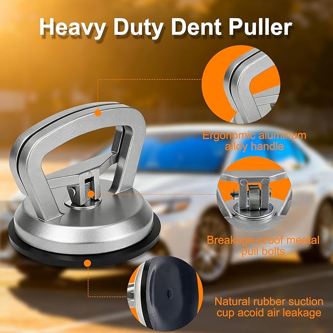 Car Dent Puller, Aluminum Dent Remover Tool for Car with Strong Suction Cup, 2 Pack Paintless Repair Kit for Auto Body Damage, Door Auto, Glass & Smooth Surface