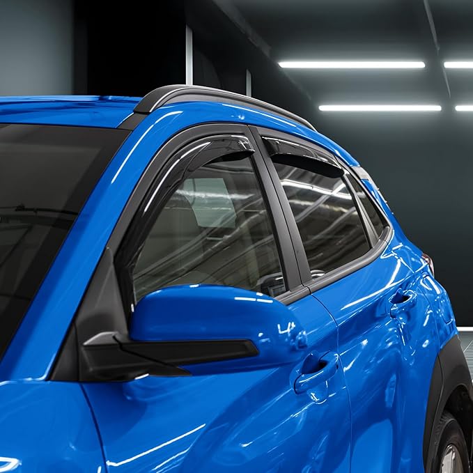 Goodyear Shatterproof in-Channel Window Deflectors for Hyundai Kona 2018-2023, Rain Guards, Window Visors for Cars, Vent Deflector, Car Accessories, 4 pcs - GY007884