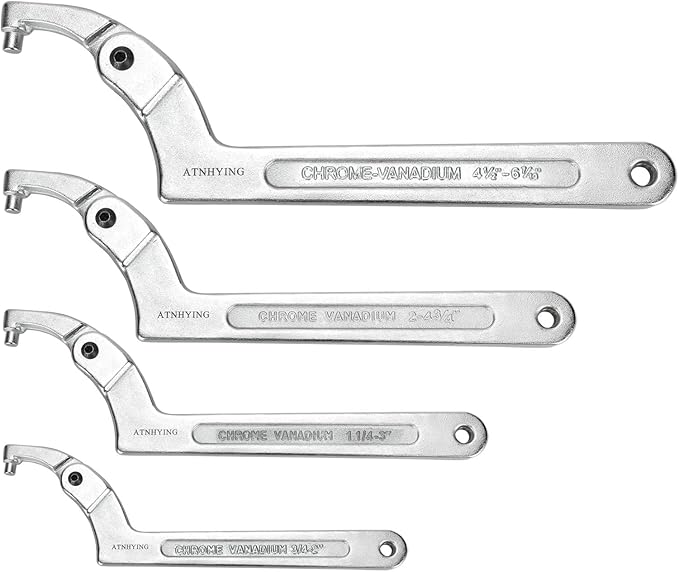 4 pcs Spanner Wrench Set, Adjustable C Pin Spanner Hook Wrench Tool for Machine Tools, Vehicles, Mechanical Equipments (4pcs special size)