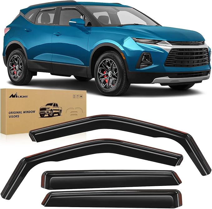Nilight Durable in Channel Rain Guards for Chevy Blazer 2019 2020 2021 2022 2023 2024 2025 Window Deflectors, Vent Window Visors-4pcs