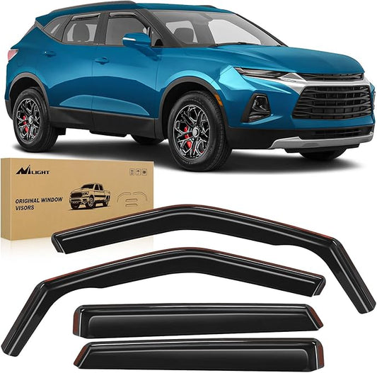 Nilight Durable in Channel Rain Guards for Chevy Blazer 2019 2020 2021 2022 2023 2024 2025 Window Deflectors, Vent Window Visors-4pcs