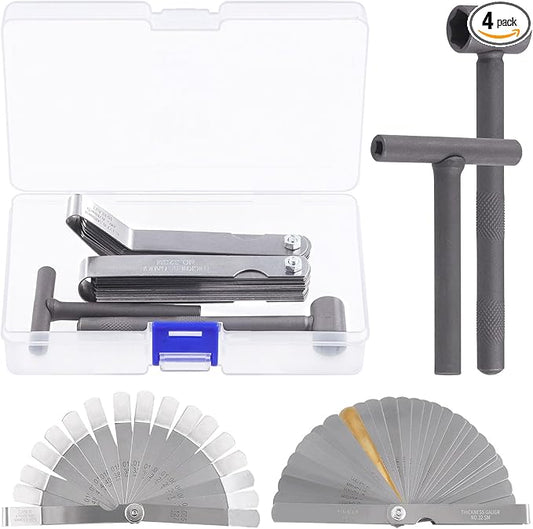 Glarks 4Pcs Motorcycle Engine Valve Adjustment Tool Kit, Engine Screw Spanner Valve Tool Wrench Valve Screw Repair Spanner with Feeler Gauges for Motor Engine Valve Screw