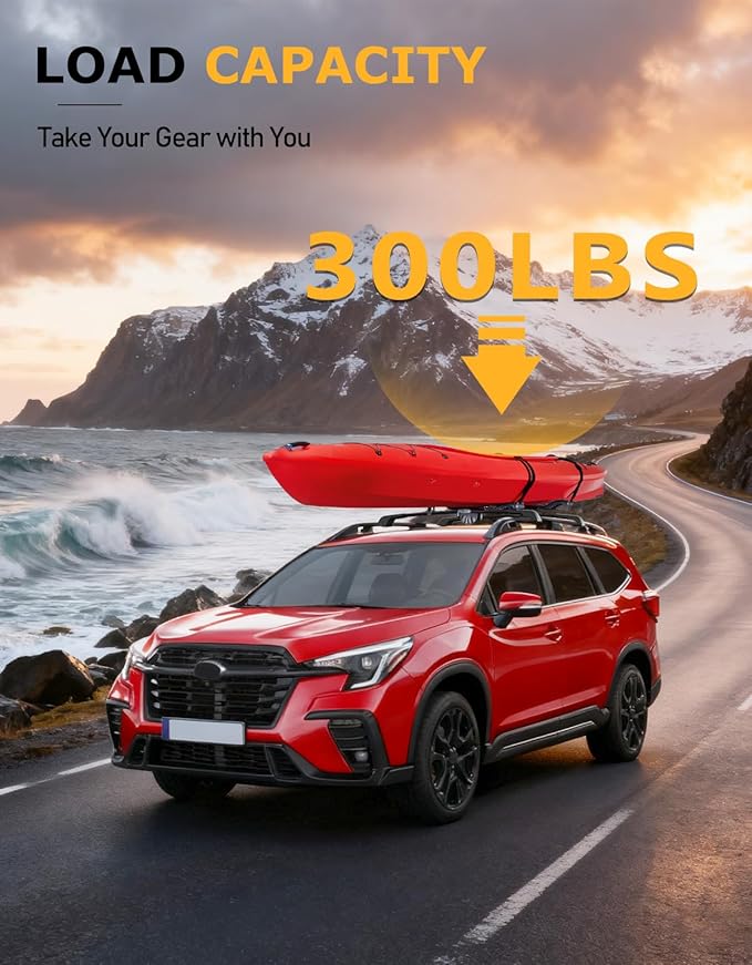 Tuyoung 300lbs Roof Rack Cross Bars Compatible with Subaru Ascent 2019-2026 with Raised Side Rails, Heavy Duty Anti-Theft Lockble Aluminum Roof Rails Crossbars Rooftop Luggage Racks Carrier