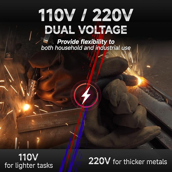 ANDELI 135Amp MIG Welder 110V/220V Dual Voltage, Portable Flux Core MIG/Lift Tig/Stick 3-in-1 Multiprocess MIG Welding Machine with Synergy, LED Display Full Kit (Bonus Welding Helmet & Gloves)