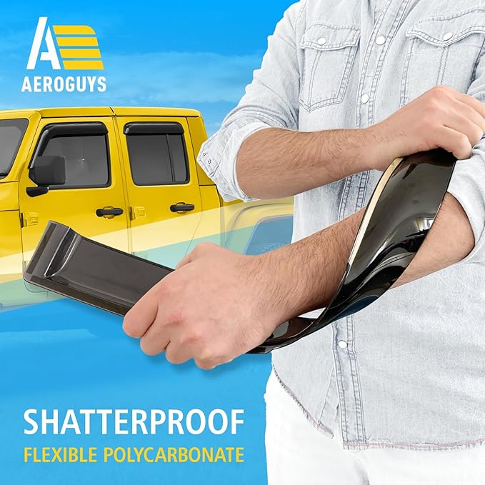 Extra Durable Window Deflectors Tape-On Window Visors Rain Guards Fit for Jeep Gladiator 2020-2026, Sun Visors, Wind Vent for Shades, Exterior Car Accessories - 4pcs. AG0545