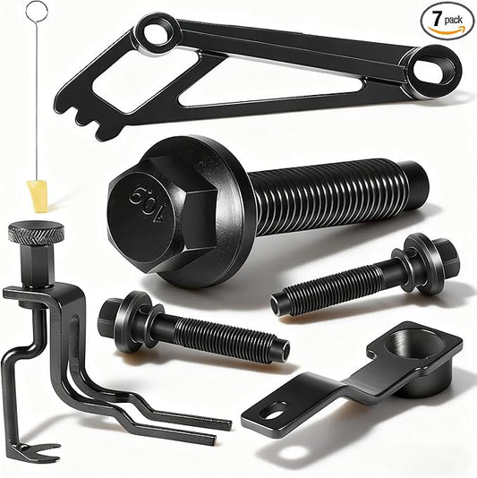Timing Belt Tools Set for Ford 4.6L, 5.4L & 6.8L 3V Engines, Cam Phaser Holder & Mounting Bolt Tool, Timing Chain Locking Tool, Valve Spring Compressor Tool, Crankshaft Positioning & Pulley Bolt Tool