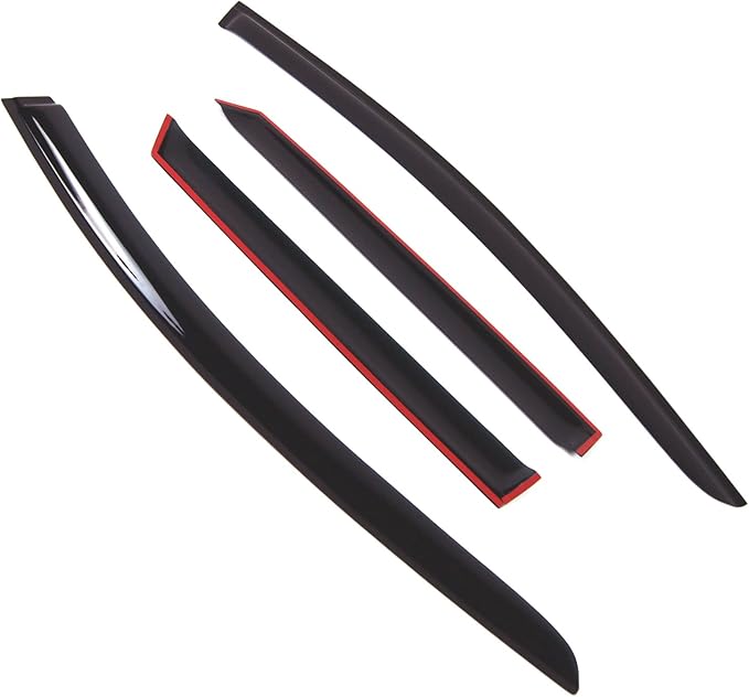TuningPros Outside Mount Window Vent Visors Rain Guards Compatible with Ford MKIII Wagon 2012-2016 | Side Window Wind Deflectors Rain Shields | Smoke Tinted, 4 Pcs Set, DGWV-796
