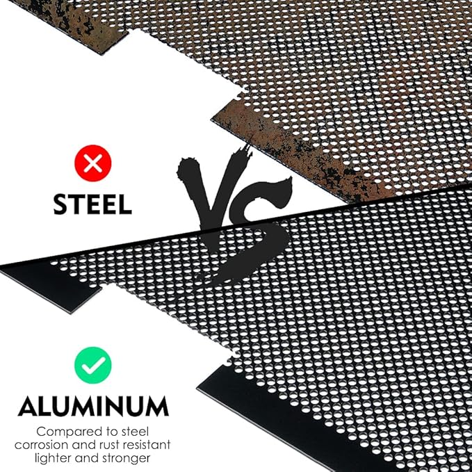 Xprite Black Aluminum Alloy Mesh Insert Compatible with Jeep Wrangler JK JKU 2007-2018 Original Front Hood Matte Grill Grille Grid