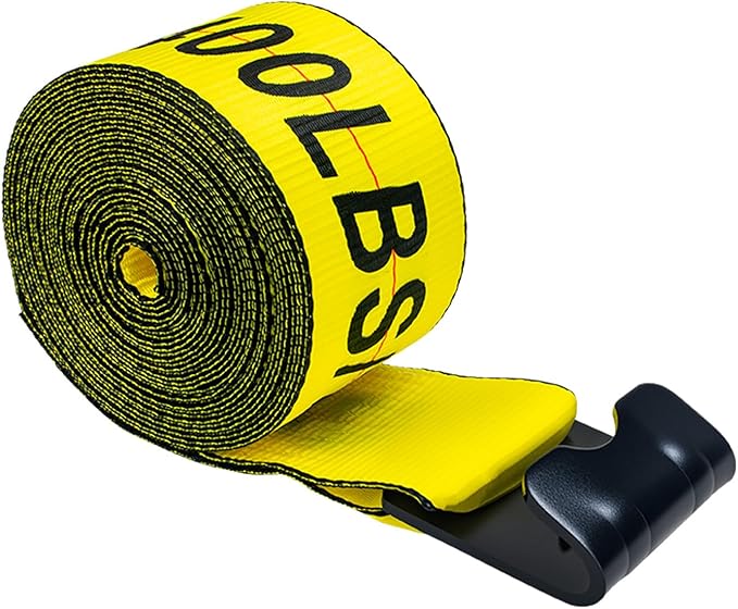 4 inch x 30' Straps for Flatbed Trailer (10 Pack), Heavy Duty Tie Down w/Flat Hooks 18,000lbs Break Strength, WLL# 6000lbs, Winch Straps for Flatbeds, Trucks, Trailers, Farms, Rescues, Tree Saver