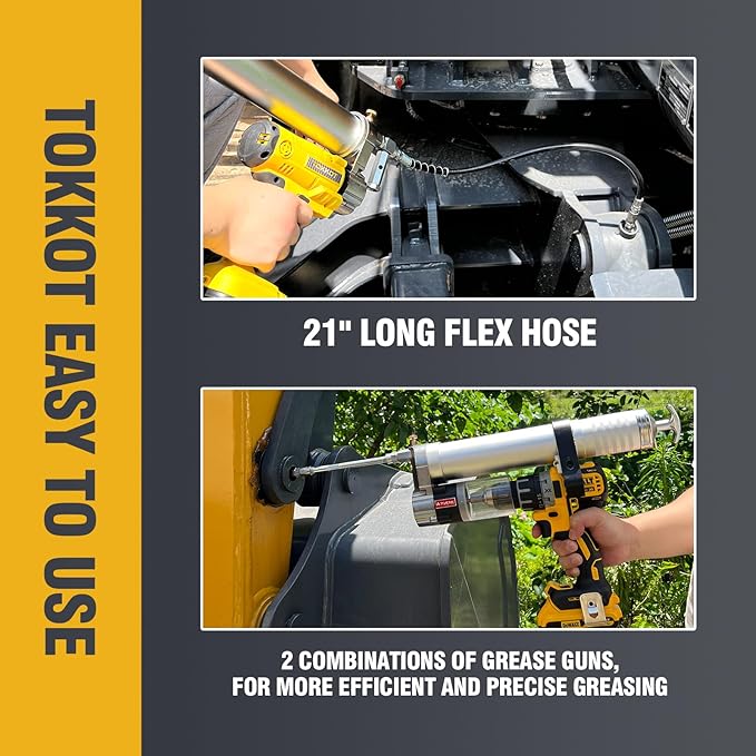 Electric Grease Gun–10,000 PSI Cordless Grease Gun Kit with 2 Batteries,21” Flexible Hose, Variable Speed Trigger & LED Light–Compatible with Ma-Kita 18V/21V Batteries