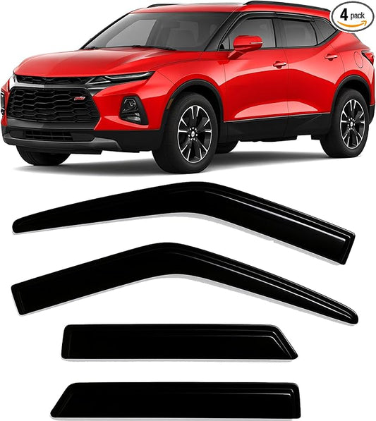 2019-2025 Tape-On Rain Guards for Chevrolet Blazer (Crossover) Side Window Visor Deflectors LT RS Premier Durable Tinted Shades 2020 2021 2022 2023 2024