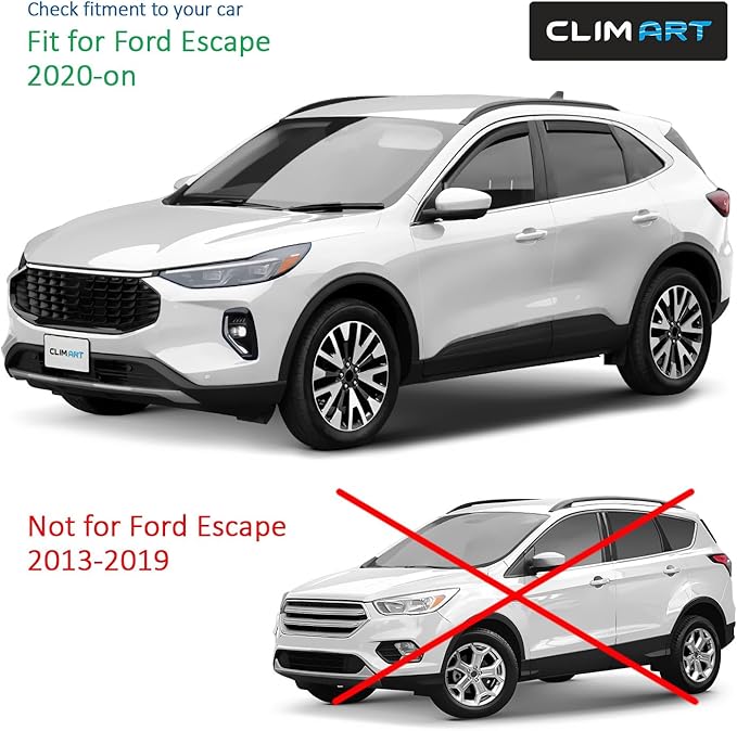 CLIM ART in-Channel Incredibly Durable Rain Guards for Ford Escape 2020-2026, Original Window Deflectors, Vent Window Visors, Vent Deflector, 4 pcs. - 620146