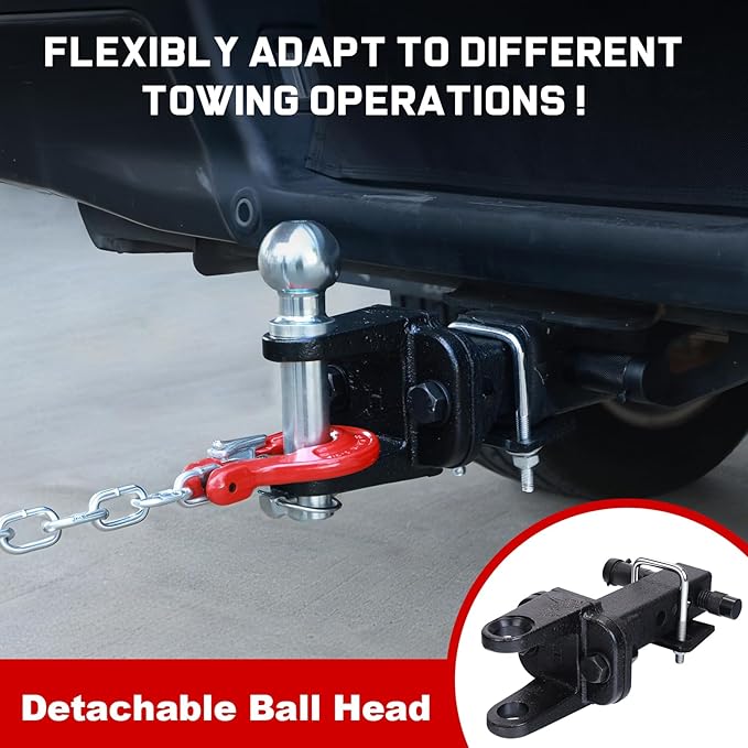 Trailer Hitch Ball Mount with 2" Trailer Ball, Universal Fits 2" Receiver of Trucks SUV Car Van ATV, 8000 LBS GTW, Heavy Duty Carbon Steel Truck Hitch, Multi Scenario Use Tow Hitch